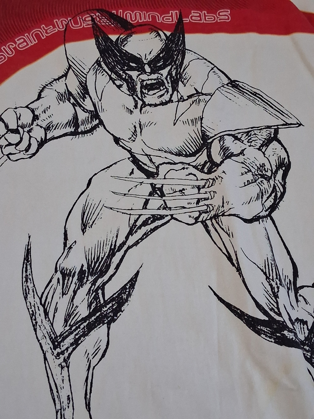 Ecko Unlimited White and Red Short-Sleeve Tee with Wolverine Sketch